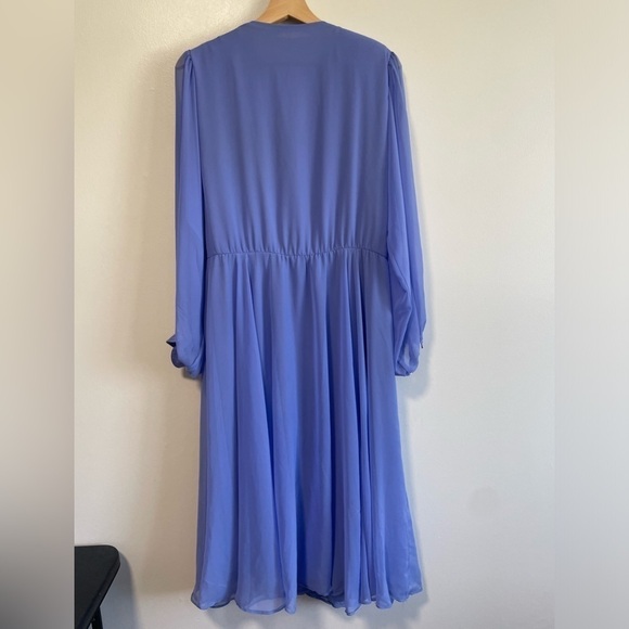 Vintage Long  Lavender Sheer Dress with Puff Sleeves - Picture 7 of 10